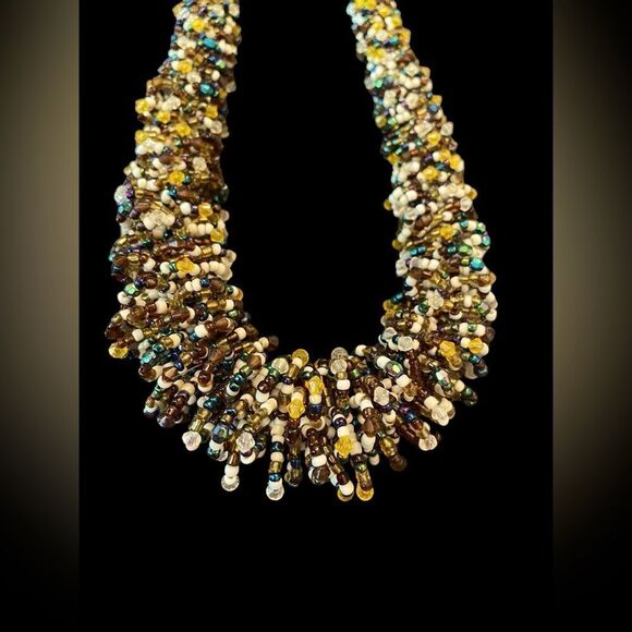 BEADED EARTHTONE NECKLACE - Picture 1 of 4